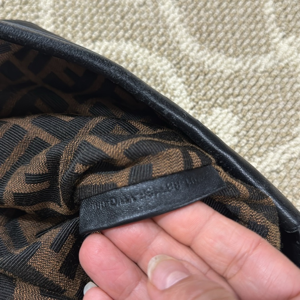 Fendi Black Leather Top Handle Bag with Brown FF Trim - Picture 4 of 11